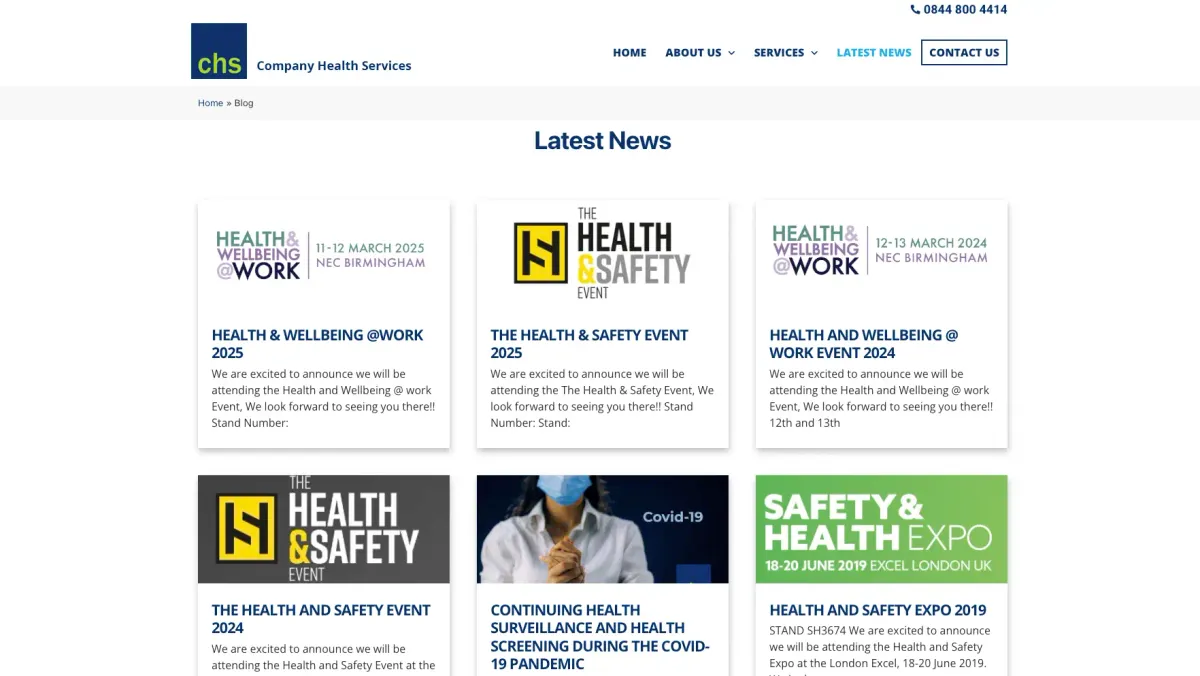 CHS Company Health Services website pages