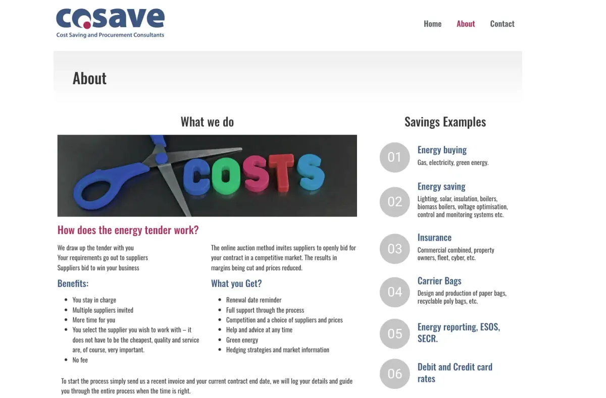 COSAVE UK website pages