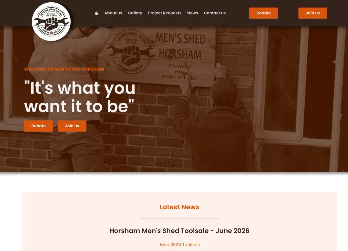 Men Shed Horsham homepage: It's what you want it to be