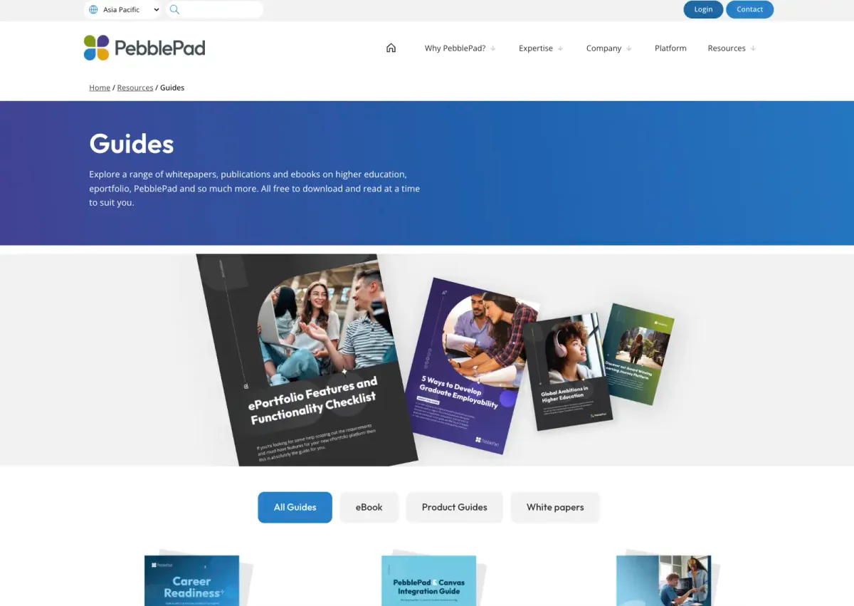 PebblePad guides page