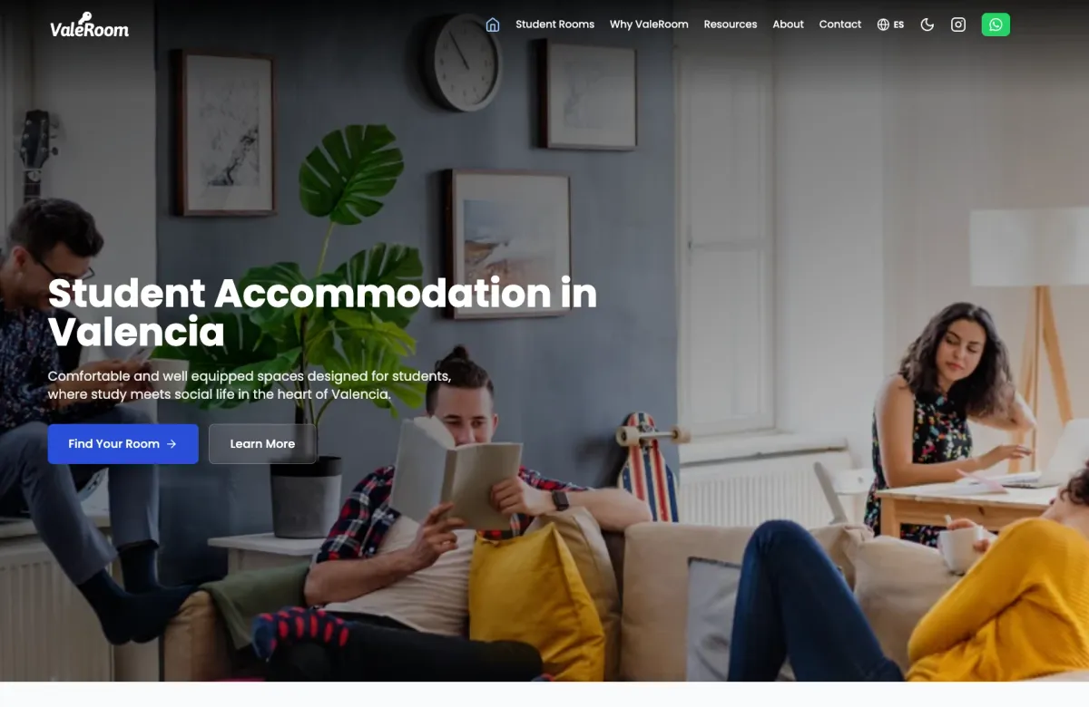ValeRoom homepage: student accommodation in Valencia