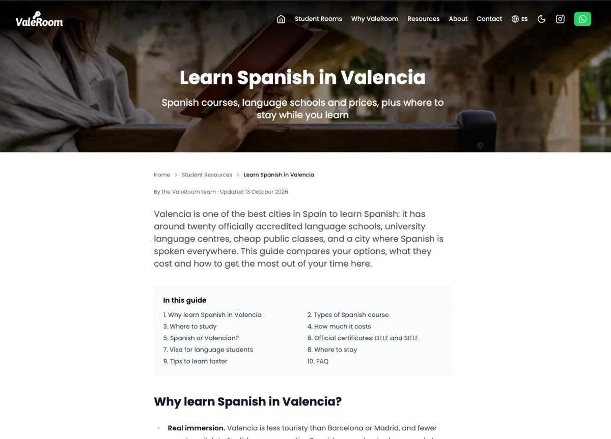 ValeRoom guide: Learn Spanish in Valencia