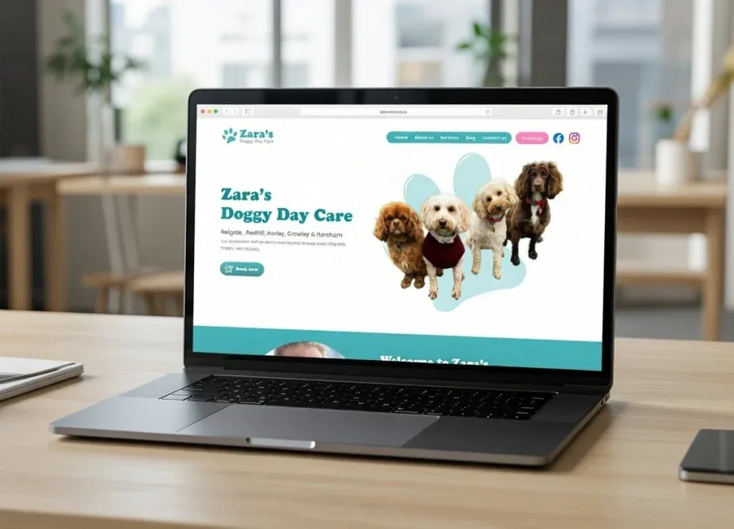 Zara's Doggy Day Care booking and mobile screens